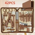 42pcs Professional Manicure & Pedicure Set | Stainless Steel Nail Clippers, Cuticle Nippers, Portable Travel Case, Beauty Tools