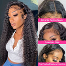 300% Density 13x6 Hd Transparent Deep Wave Lace Frontal Wig Brazilian Human Hair 13x4 Curly Lace Front Glueless Wigs For Women
