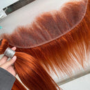 #350 Ginger Color Bone Straight Human Hair Bundles with HD Transparent Lace Frontal Closure And Bundles Virgin Hair Extensions