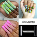 240Pcs Boxed Water Pipe Nail Tips French Square Head Extra Long Coffin Half Cover Extra Long Female Extra Long Nail Tips Transpa