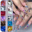 12Grids Ocean Gold Nail Art Charms Shell/Seahorse/Starfish White Half Round Pearl Gems 3D Mixed Punk Manicure Metal Rivets Studs