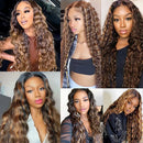 Highlight Loose Deep Wave Human Hair Bundles 30 inch P4/27 Ombre Brown Hair Highlight Honey Blonde Human Hair Bundles 1 3 4 pcs