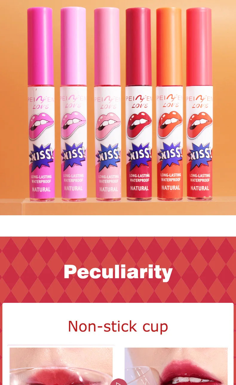 6 Colors Tattoo Magic Color Lip Stain Lip Tint Long Lasting Waterproof Lipstick Sets for Women Peel Off Colored Matte Sexy Color