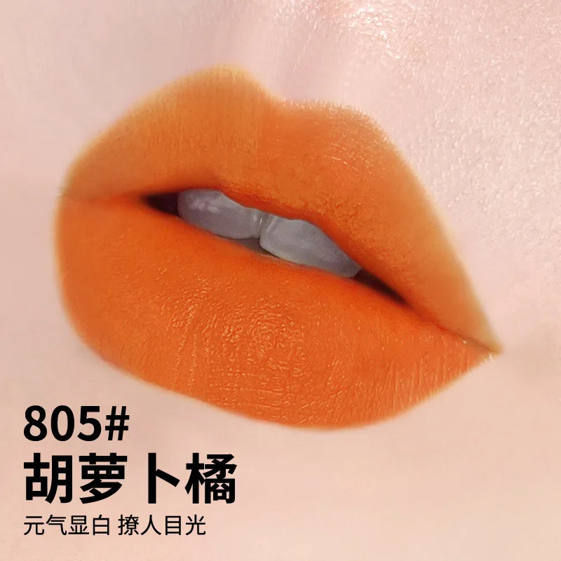 Bright Orange Color Lip Glaze Carrot Matte Velvet Liquid Lip Gloss Easy to Apply Lasting Lipstick Korea Lips Makeup Cosmetics