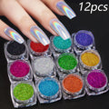 24pcs/Set Sparkly Holographic Fine Sugar Nail Powder Diamond Chrome Pigment Dust For Gel Polish Glitter Manicure Accessories