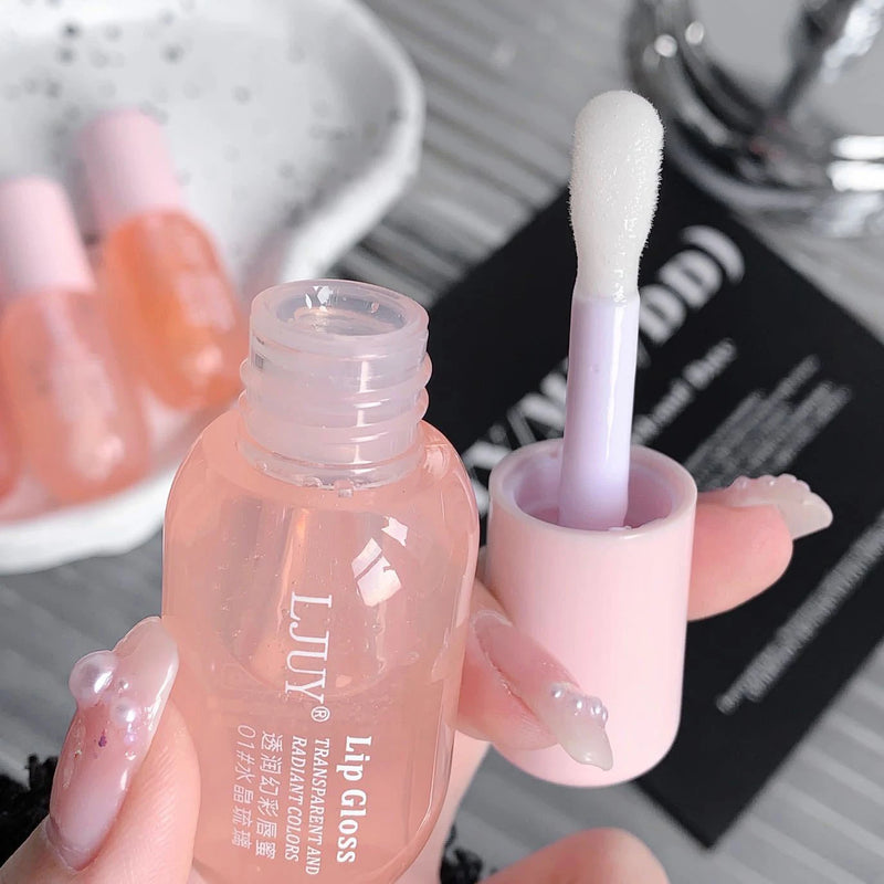 Fruit Crystal Jelly Lip Oil Hydrating Transparent Glass Lip Gloss Plumping Clear Lip Plumper Serum Lips Care Makeup Cosmetics