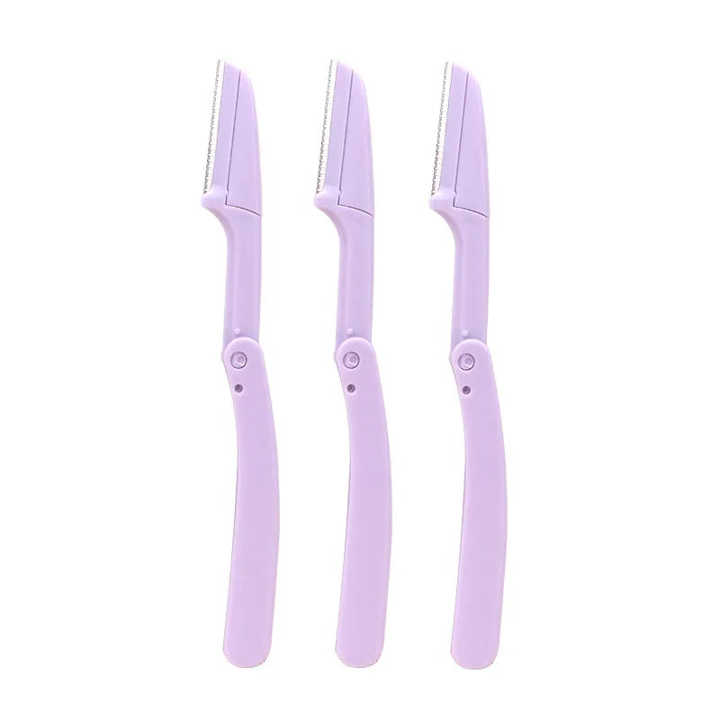 Karsyngirl 3pcs Fold Eyebrow Trimmer Scissors Hair Remover Eyebrow Comb Razor Eyebrow Clip Makeup Tools Face Razor for Women