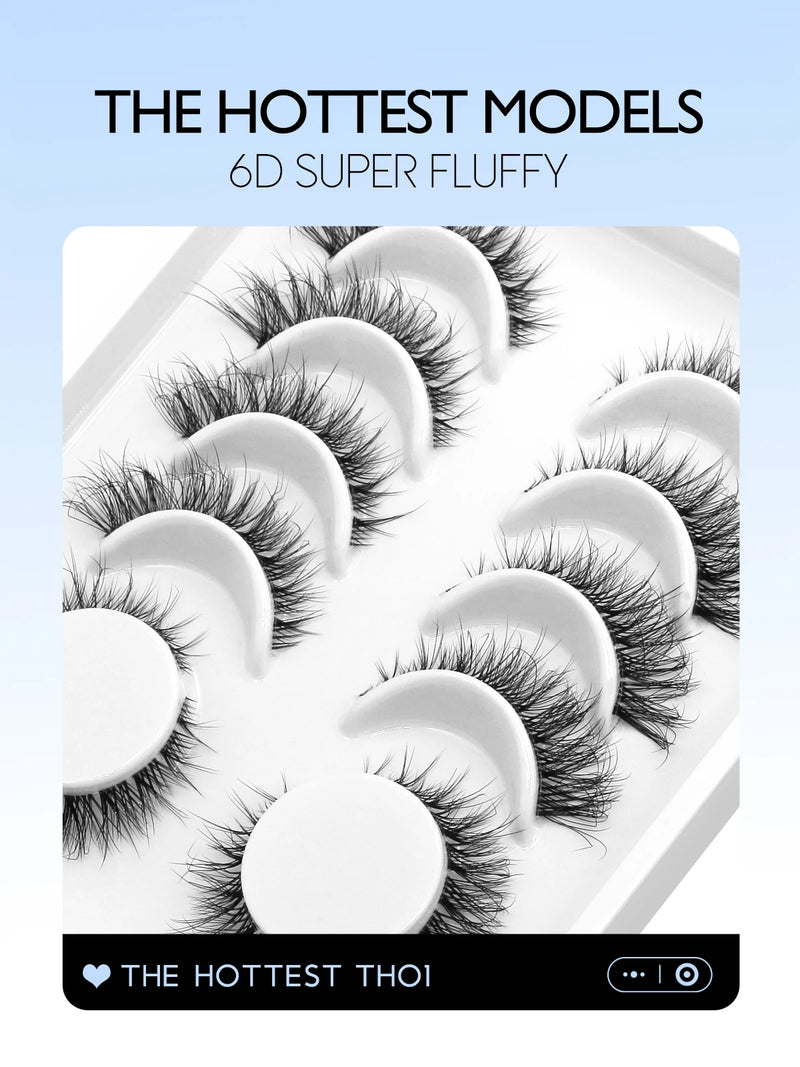 Eyelashes 3D Mink Lashes Natural Eyelashes Clear eyelash stem False Eyelashes Cat Eye Lashes Eyelash Extension Effect