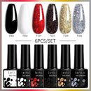 LILYCUTE 6Pcs/Set 7ML Brown Gel Nail Polish Winter Coffee Semi Permanent Soak Off UV Gel Design Nail Art Manicure Kit Varnish