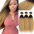 Ombre T1B/27 Kinky Straight Human Hair Bundles 10-30 Inch Brazilian Remy Virgin Human Extensions 1/3/4pcs Bundles Yaki Straight