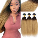 Ombre T1B/27 Kinky Straight Human Hair Bundles 10-30 Inch Brazilian Remy Virgin Human Extensions 1/3/4pcs Bundles Yaki Straight
