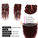 Reddish Brown Human Hair 1/3/4 Bundles with 4X4 13X4 Closure Deep Wave Lace Frontal Human Hair Weave Remy Human Hair Extensions