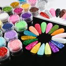 24pcs/Set Sparkly Holographic Fine Sugar Nail Powder Diamond Chrome Pigment Dust For Gel Polish Glitter Manicure Accessories