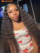 Deep Wave Human Hair Wigs Remy Brazilian Hair Wig 13x4 HD Lace Frontal Human Hair Wig Deep Curly Wig Pre plucked Bleached Knots