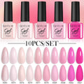 LILYCUTE 10PCS/Set 7ml Gel Nail Polish Coffee Red Pink Nude Gel Varnish Semi Permanent Soak Off UV LED Nail Art Manicure Kit