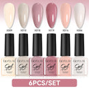LILYCUTE 6Pcs/Set 7ML Brown Red Coffee Nail Gel DIY Nail Art Semi Permanent Soak Off UV Gel Design Nail Art Manicure Kit Varnish