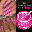 LILYCUTE 5ML Reflective Glitter Liner Gel Nail Polish French Colorful Laser Sparkling Painting Nail Art Semi Permanent UV Gel