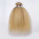 P27/613 Yaki Straight Blonde Human Hair Bundles Highlight Kinky Straight Blonde Hair Bundles Double Weft Weave 30 Inch for Women