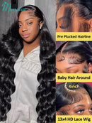200 250 Density 13x4 13x6 HD Body Wave Lace Front Wig Preplucked Lace Frontal Wig Vietnamese Raw Human Hair Wigs For Black Women