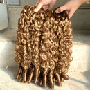 #27 Honey Blonde Burmese Curly Hair Bundles Human Hair 14-24" Deep Curly Bundles Double Weft 100G/PC Vietnamese Virgin Hair