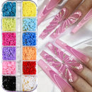 12Grids Ocean Gold Nail Art Charms Shell/Seahorse/Starfish White Half Round Pearl Gems 3D Mixed Punk Manicure Metal Rivets Studs