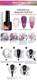 LILYCUTE 7ML Colorful Double Light Cat Magnetic Gel Nail Polish 9D Glitter Sparkling Rainbow Laser Soak Off Nail Art DIY Varnish