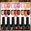 LILYCUTE 6PCs/SET 7ML Jelly Sea Glass Nail Gel Polish Spring Translucent Pink Nude Semi Permanent Soak Off Nail Art Manicure Kit