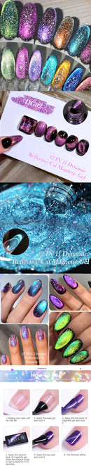 LILYCUTE 7ml Dynamic Reflective Cat Magnetic Gel Gold Sparkling Double Light Effect Semi Permanent UV Nail Art Gel Varnish