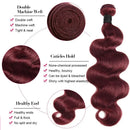 #99j Red Wine Dark Burgundy Body Wave Human Hair 1/2/3/4 Bundles 10-30 Inch 20A Brazilian Virgin Remy Human Hair Soft and Shiny