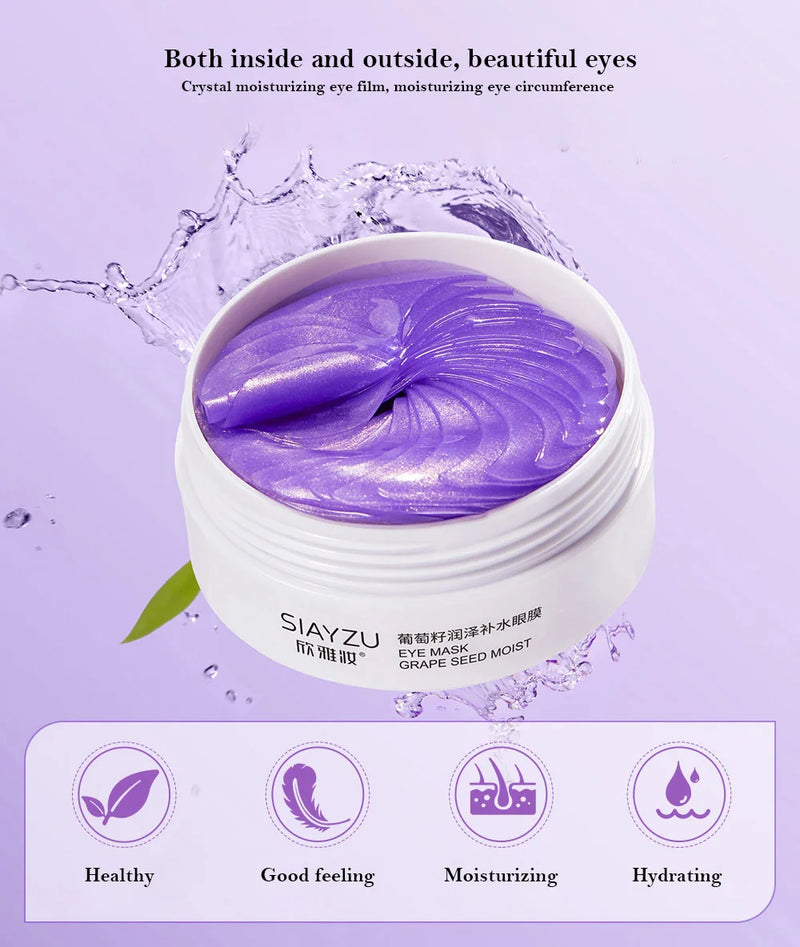 Grape Seed Moisturizing Collagen Eye Mask Anti Dark Circles Eyes Bags Dry Firming Eyes Masks Beauty Skin Care Eye Patches 60Pcs