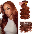 33# Copper Red Body Wave Human Hair Bundles with Closure 12A Brazilian 4x4 5x5 Swiss Lace Closure 13x4 Frontal Pre Plucked