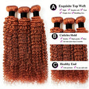 #350 Ginger Orange Real Kinky Curly Human Hair Bundles Colored Jerry Curly Brazilian Virgin Remy Hair Weaving Double Weft Bundle