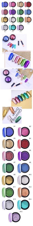 1Box Nail Mirror Glitter Powder Metallic Colorful Dust Metal Effect Nail Glitter Gold Nail Art UV Gel Polish Chrome Flakes Dust