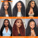 Deep Wave Human Hair Wigs Remy Brazilian Hair Wig 13x4 HD Lace Frontal Human Hair Wig Deep Curly Wig Pre plucked Bleached Knots