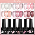 LILYCUTE 6PCs/SET 7ML Jelly Sea Glass Nail Gel Polish Spring Translucent Pink Nude Semi Permanent Soak Off Nail Art Manicure Kit