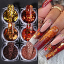 6pcs Maple Leaf Nail Sequins Mixed Hexagon Diamond Powder Design Autumn Winter Style Mirror Paillettes Manicure Slices Spangles