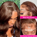 Body Wave Chocolate Brown 13x6 Lace Front Wigs Human Hair Pre Plucked Brazilian Brown Virgin Hair 13x4 HD Frontal Wig 200Density