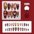 24pcs White Flower Fake Nail Tips Ins Yellow Pink Blush False Nails Wearable Full Cover European Almond Shaped Press on Nails