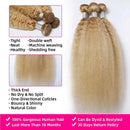 P27/613 Yaki Straight Blonde Human Hair Bundles Highlight Kinky Straight Blonde Hair Bundles Double Weft Weave 30 Inch for Women