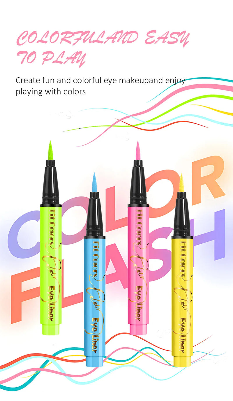 Fit Colors 12pcs/set colorful liquid UV waterproof Fluorescent Eyeliner Face Body Paint Pen long-lasting easy to remove