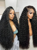 200 Density Deep Wave Human Hair Lace Front Wig 13x6 Hd Transparent Lace Frontal Wig 13x4 Curly Pre Plucked Lace Wigs For Women