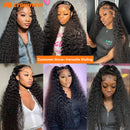 Deep Wave Human Hair Wigs Remy Brazilian Hair Wig 13x4 HD Lace Frontal Human Hair Wig Deep Curly Wig Pre plucked Bleached Knots