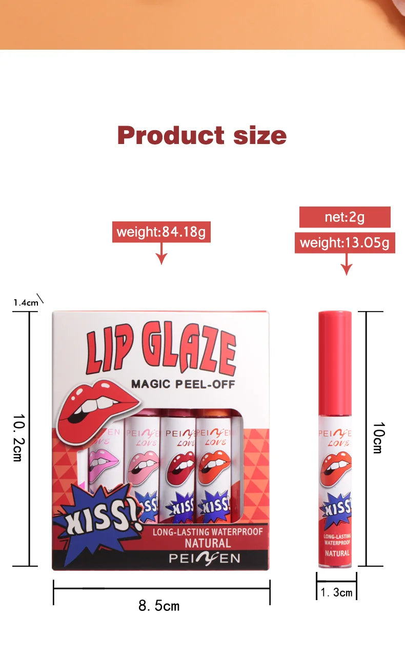 6 Colors Tattoo Magic Color Lip Stain Lip Tint Long Lasting Waterproof Lipstick Sets for Women Peel Off Colored Matte Sexy Color