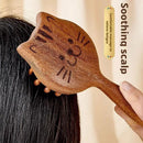 Sandalwood Massage Comb Cute Cat Shape Coarse Toothed Head Hair Therapy Massage Comb Guasha Scraping Body Massage Tool