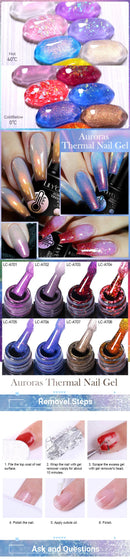 LILYCUTE 7ML Auroras Thermal Gel Nail Polish Brown Glitter Temperature Color Changing Semi Permanent Soak Off UV Nail Art Gel