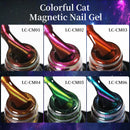 LILYCUTE 7ML Colorful Double Light Cat Magnetic Gel Nail Polish 9D Glitter Sparkling Rainbow Laser Soak Off Nail Art DIY Varnish