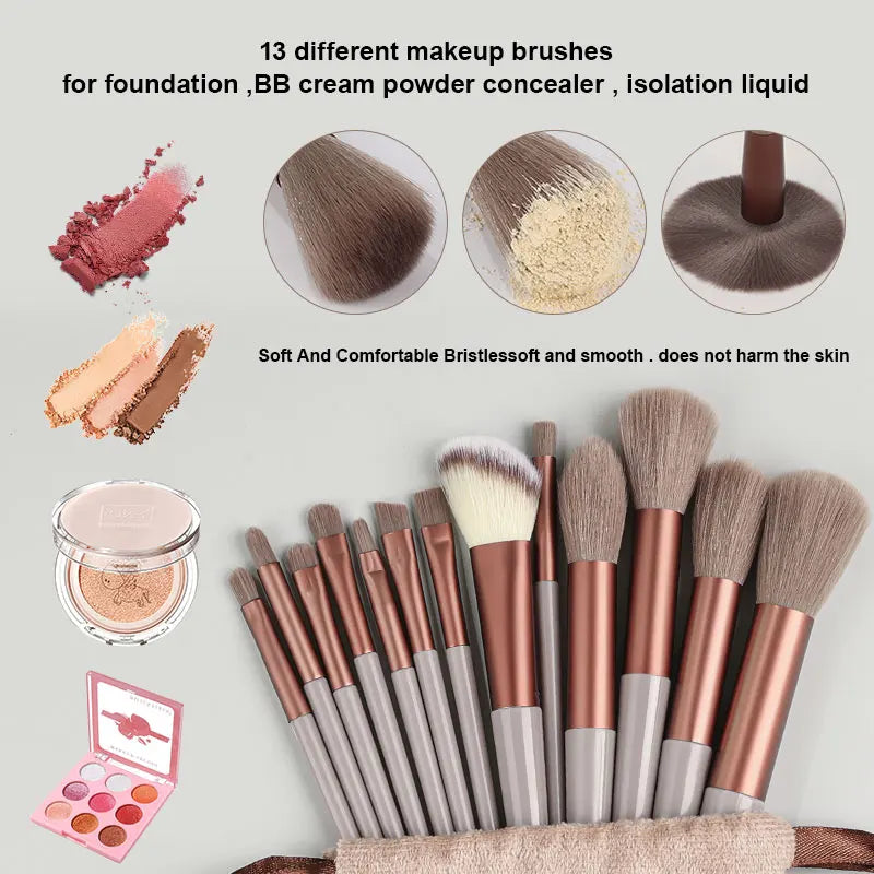 NEW13PCS Makeup Brush Set Eye Shadow Highlighter Concealer Brush Blush Loose Powder Brush Blending Soft Fluffy Women Beauty Tool