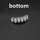 HipHop CZ Teeth Set For Unisex Top Bottom Mouth Gold Silver Color Teeth Tooth Cap Removable Dental Fashion Jewelry