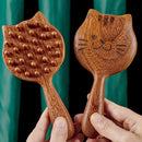 Sandalwood Massage Comb Cute Cat Shape Coarse Toothed Head Hair Therapy Massage Comb Guasha Scraping Body Massage Tool
