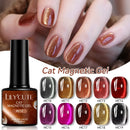 LILYCUTE 7ml Cat Magnetic Nail Gel Polish Gold Brown Glitter Semi Permanent Soak Off UV Gel Varnish Nail Art Manicure